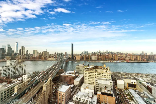 a view of a lake with a city view