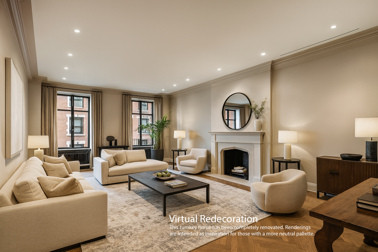 145-146 Central Park West, Unit 5G Manhattan, NY 10023 - Photo 7 of 18 a living room with furniture and a fireplace