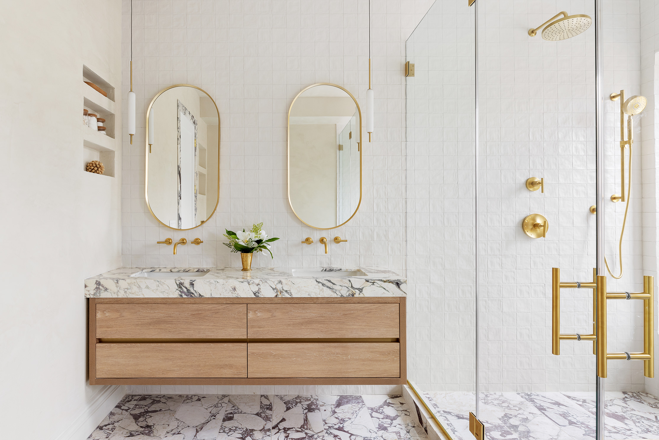 816 Lafayette Avenue, Unit MF Brooklyn, NY 11221 - Photo 13 of 22 a bathroom with a granite countertop sink and a mirror