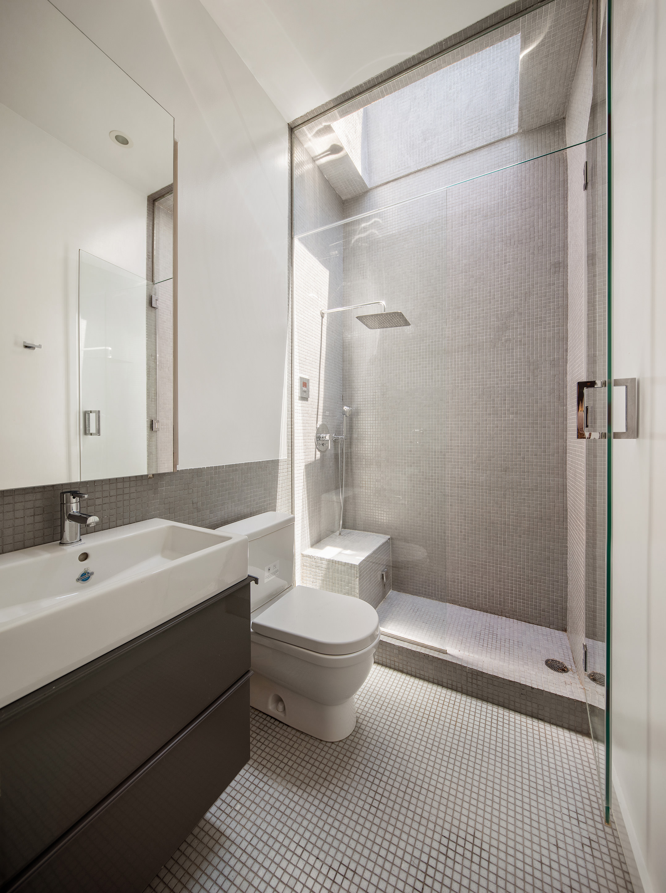 47 Wolcott Street Brooklyn, NY 11231 - Photo 19 of 24 a bathroom with a sink a toilet a mirror and shower