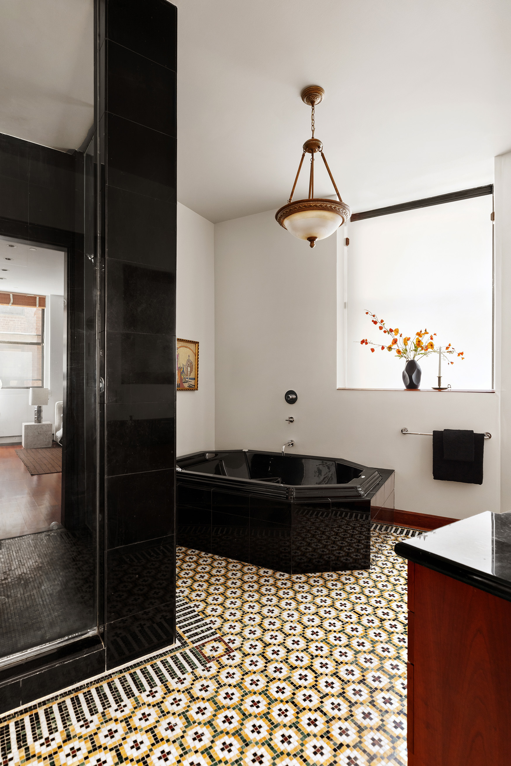 40 West 13th Street, Unit 2 Manhattan, NY 10011 - Photo 8 of 14 a bathroom with a black white checkered floor