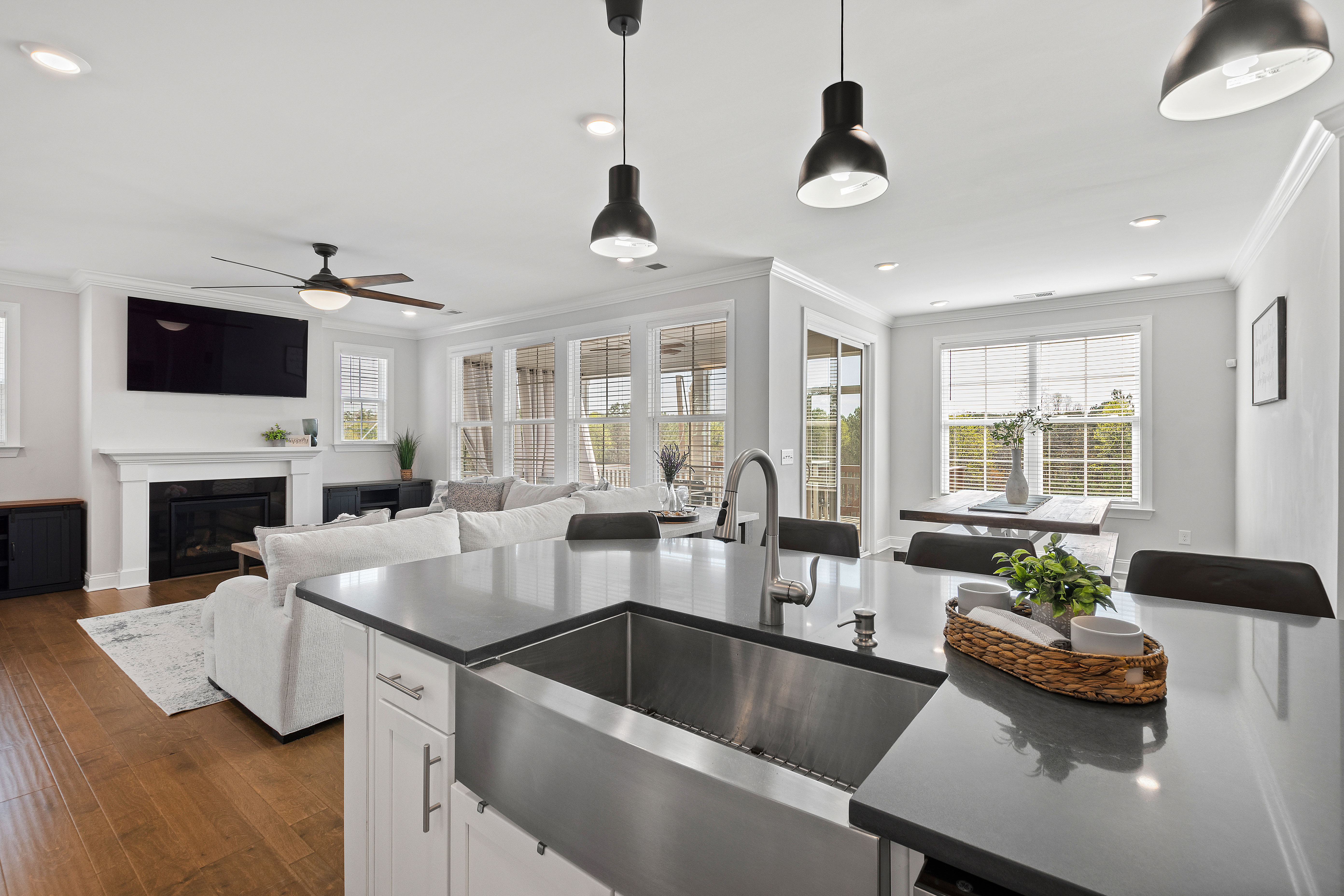 199 High Woods Rdg Pittsboro, NC 27312 - Photo 3 of 10 a living room with fireplace furniture and a flat screen tv