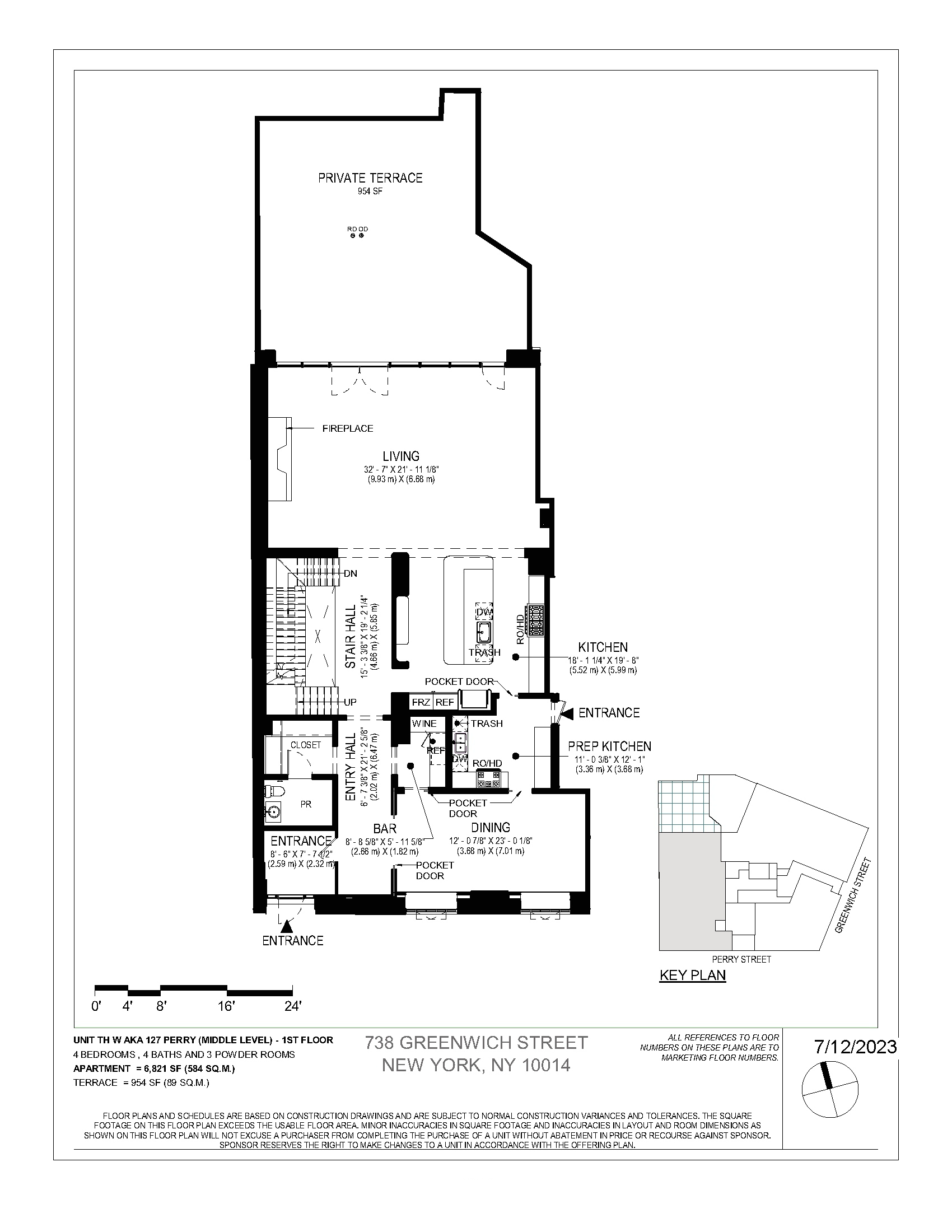 125 Perry Street, Unit THW Manhattan, NY 10014 - Photo 2 of 4 a black and white photo of a living room