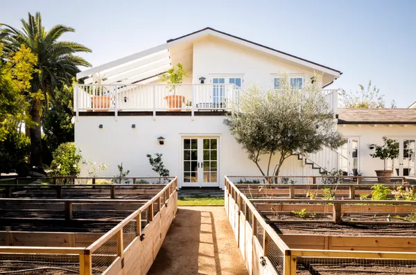 a view of a park with swings and slides