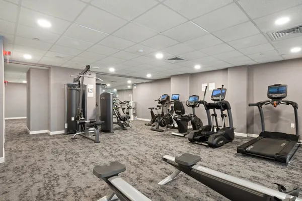 a view of a room with gym equipment