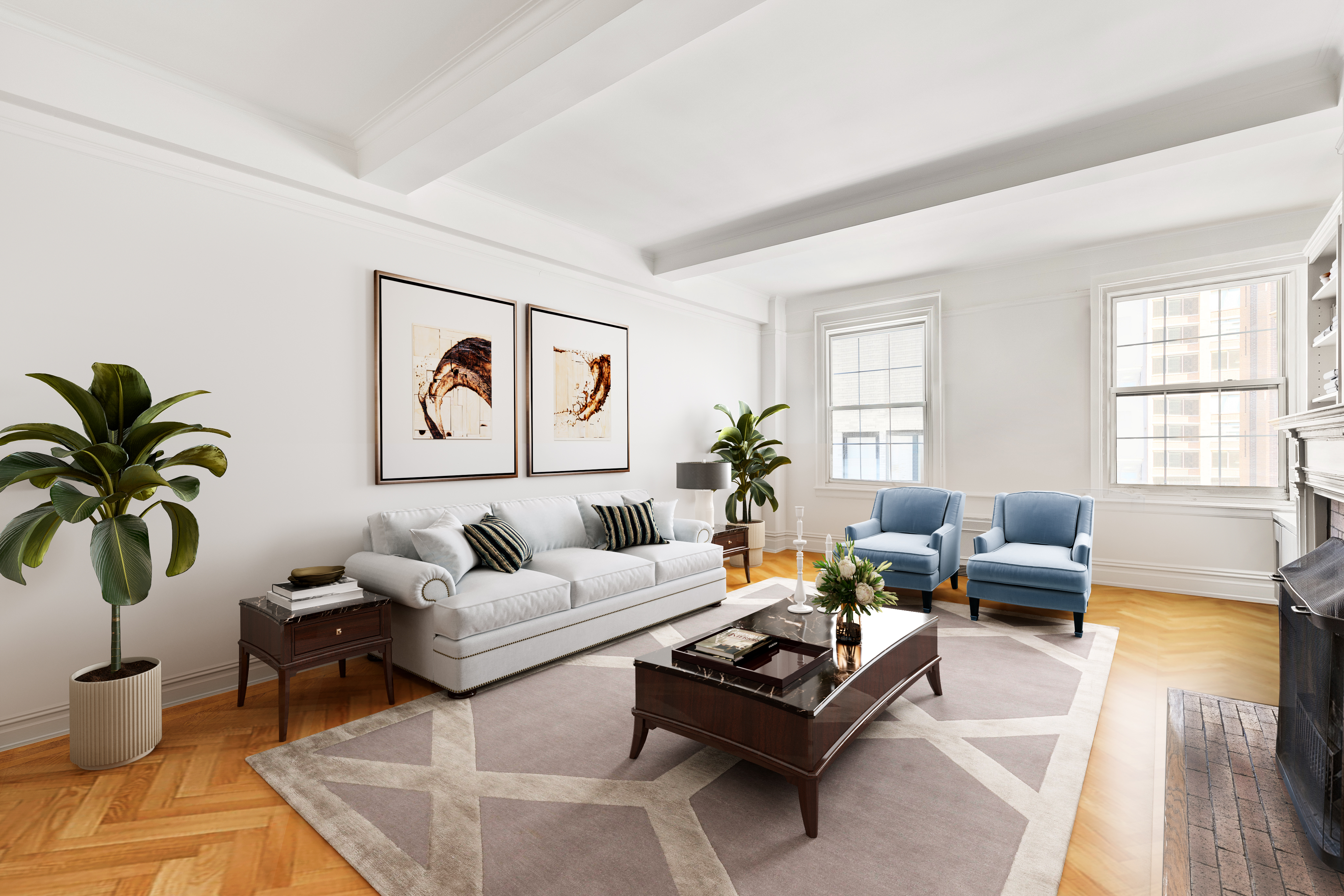 410 East 57th Street, Unit 15B Manhattan, NY 10022 - Photo 2 of 17 a living room with furniture potted plant and a window