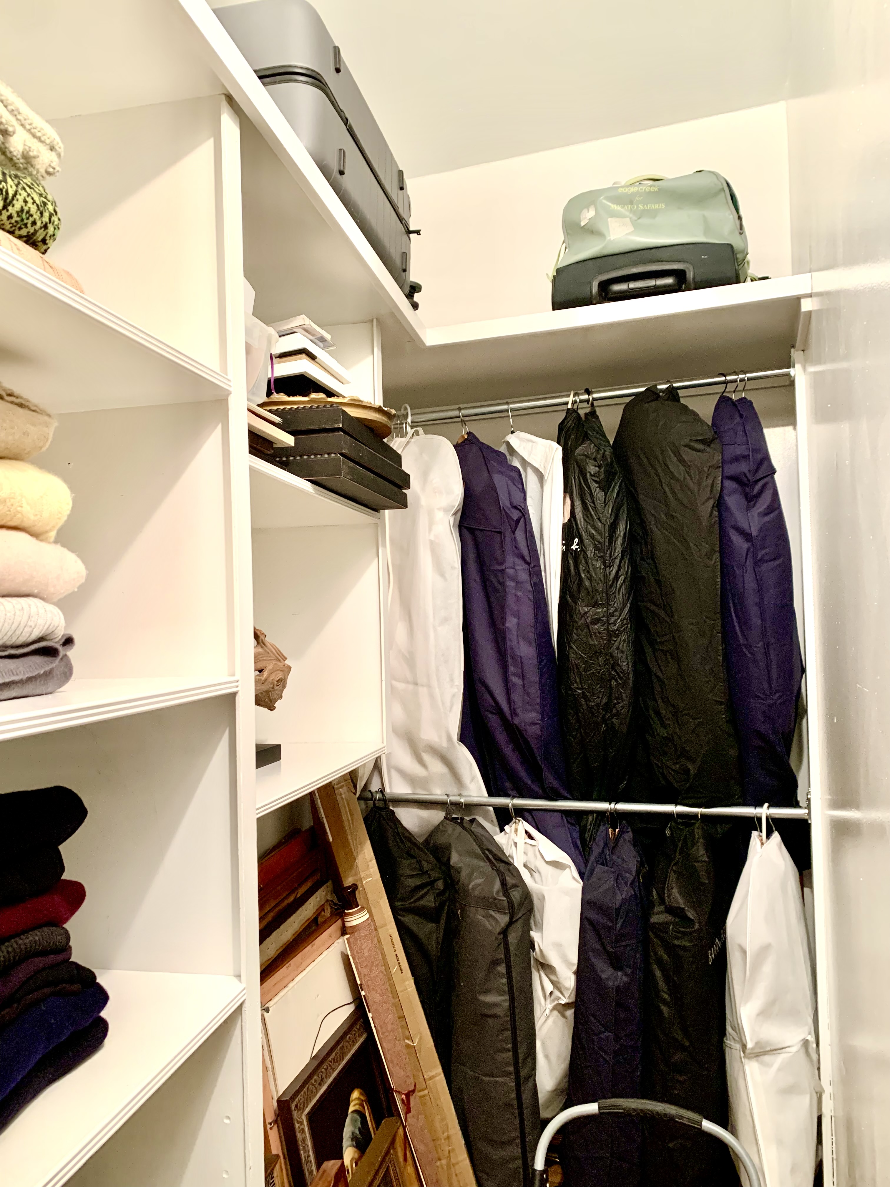 200 Rector Place, Unit 2C Manhattan, NY 10280 - Photo 10 of 19 a view of walk in closet with clothes and shoes