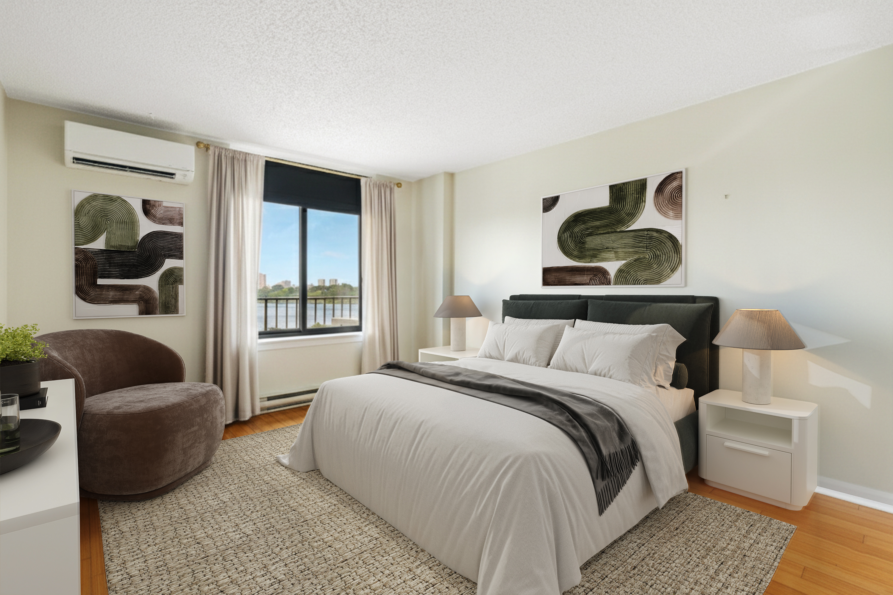 2540 Shore Boulevard, Unit 4S Queens, NY 11102 - Photo 12 of 31 a bedroom with a bed and couch