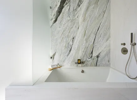 a bathroom with a bathtub