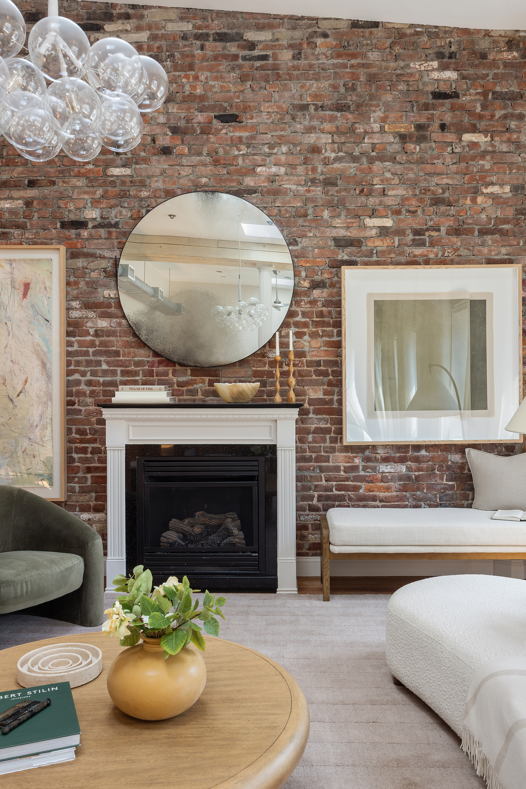 100 Reade Street, Unit 6CD Manhattan, NY 10013 - Photo 22 of 26 a living room with furniture and a fireplace