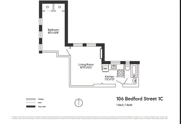 $3,950 | 104 Bedford Street, Unit 1C | West Village
