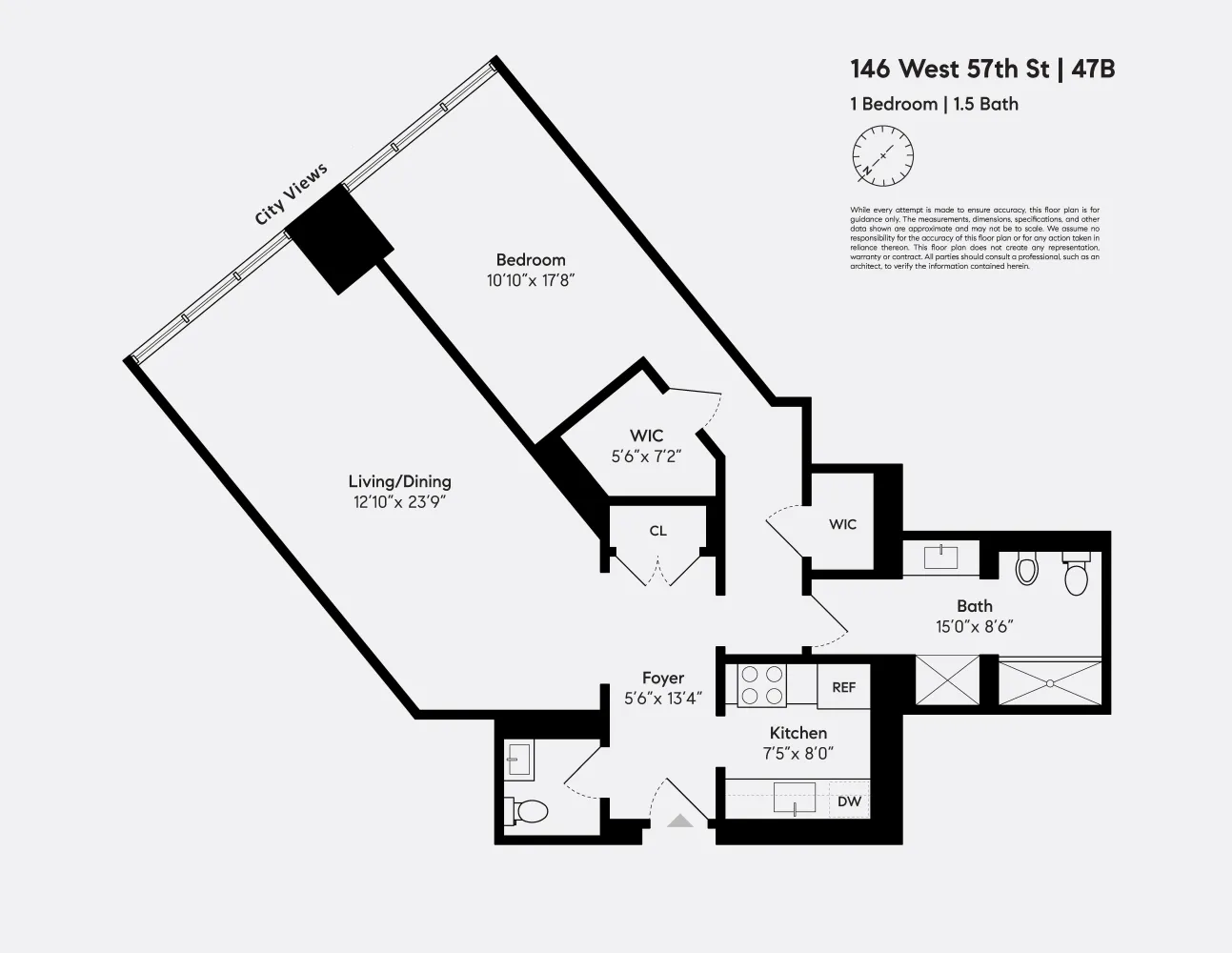 $1,795,000 | 146 West 57th Street, Unit 47B | Theater District