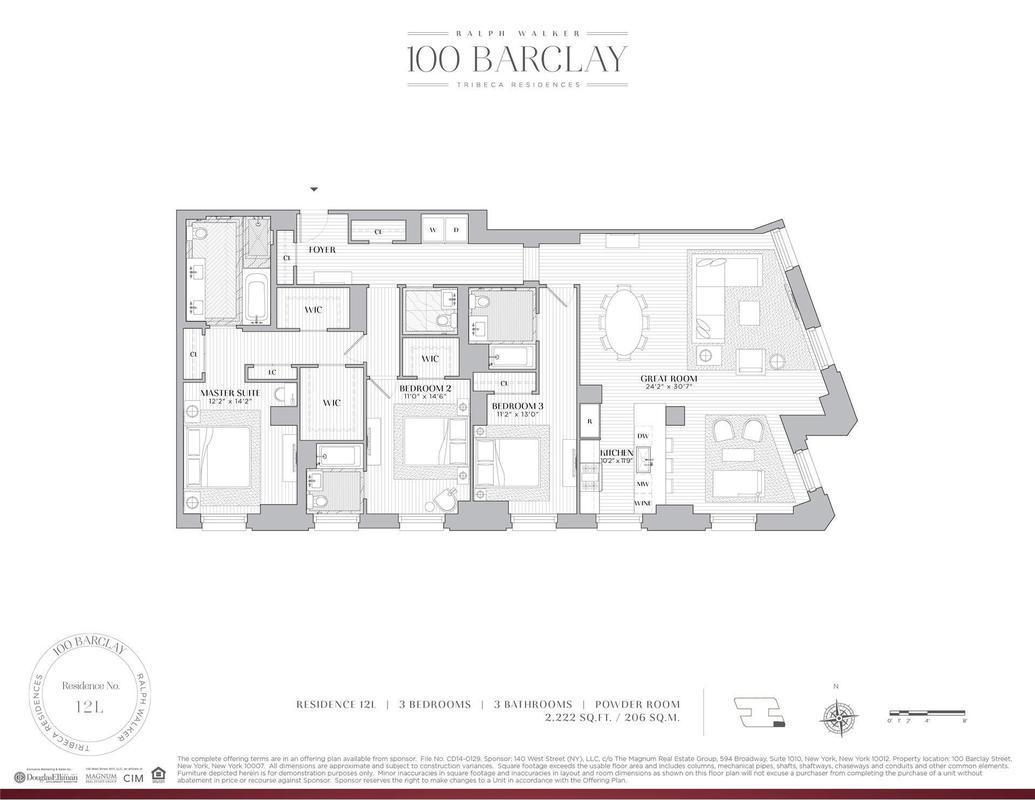 100 Barclay Street, Unit 12L Manhattan, NY 10007 - Photo 7 of 7 a picture of a floor plan