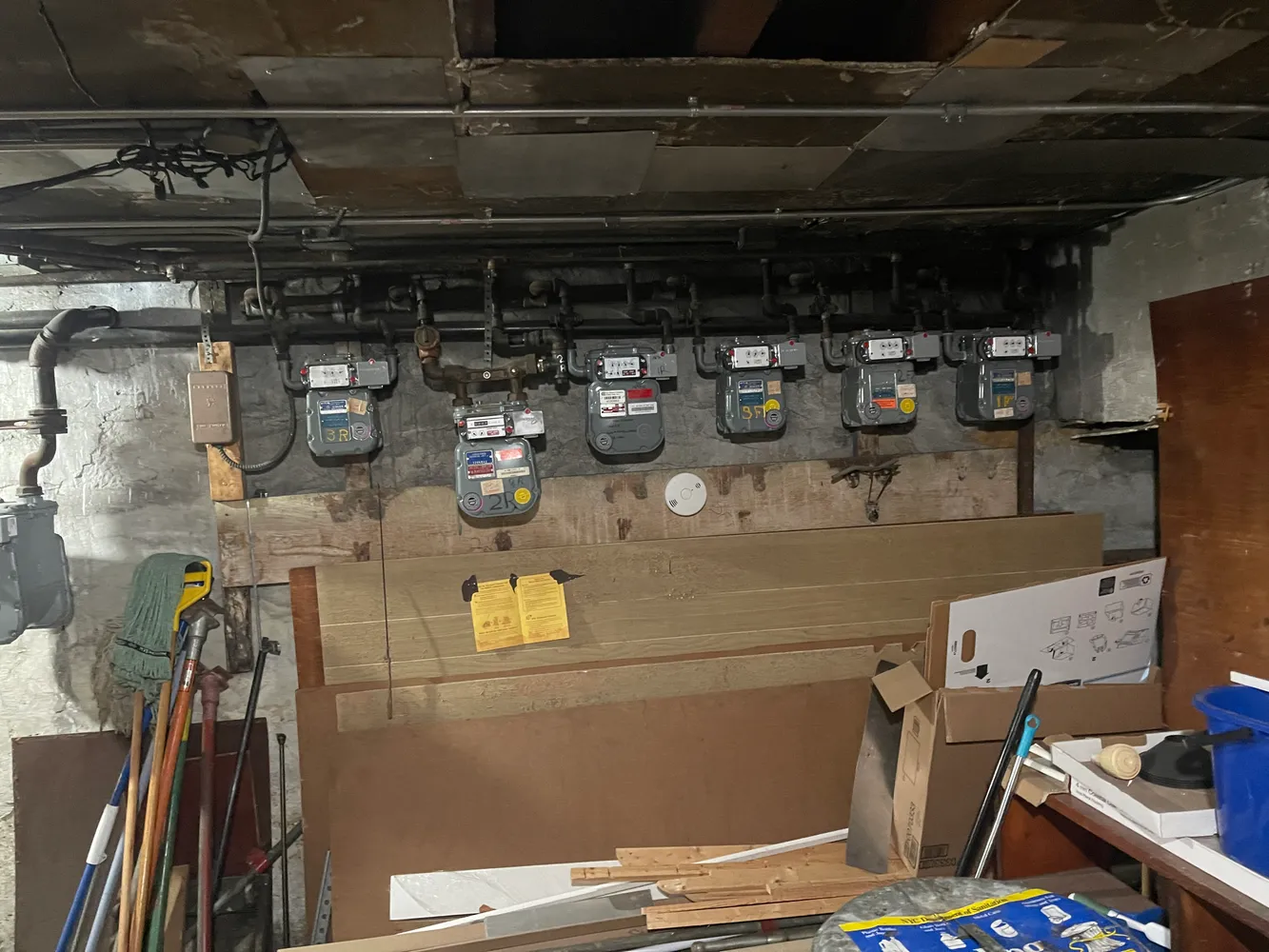 a close view of water heater room