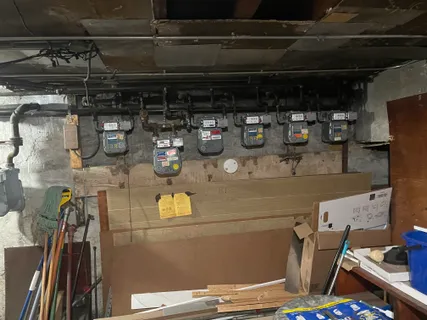 a close view of water heater room