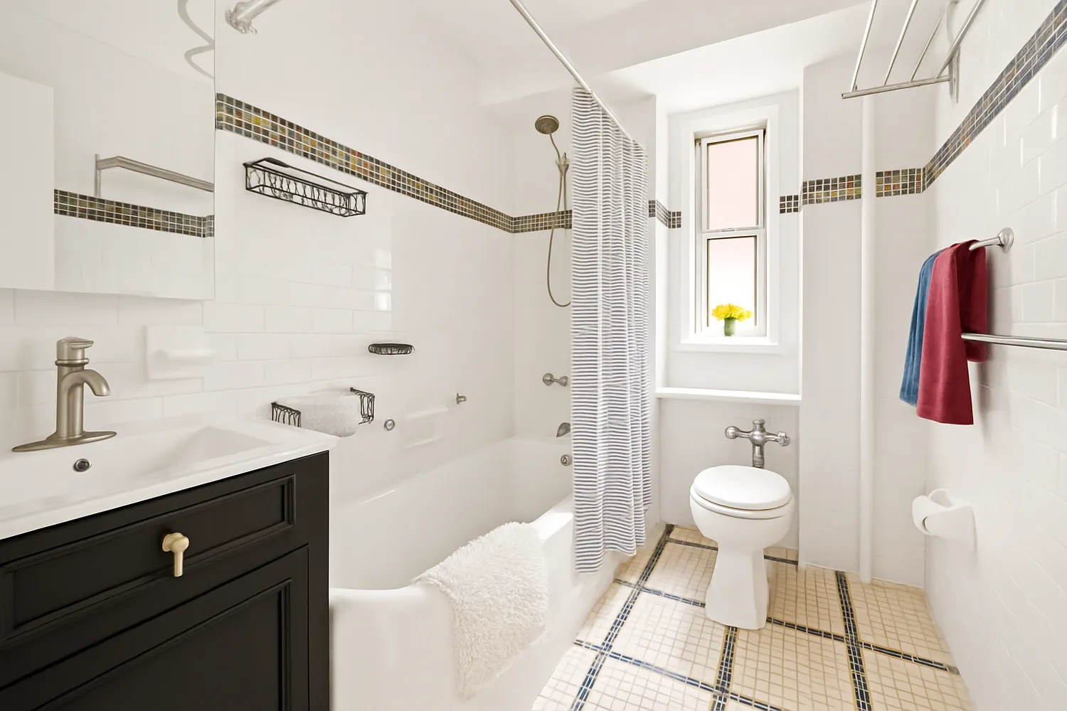 a bathroom with a sink toilet a shower and a mirror