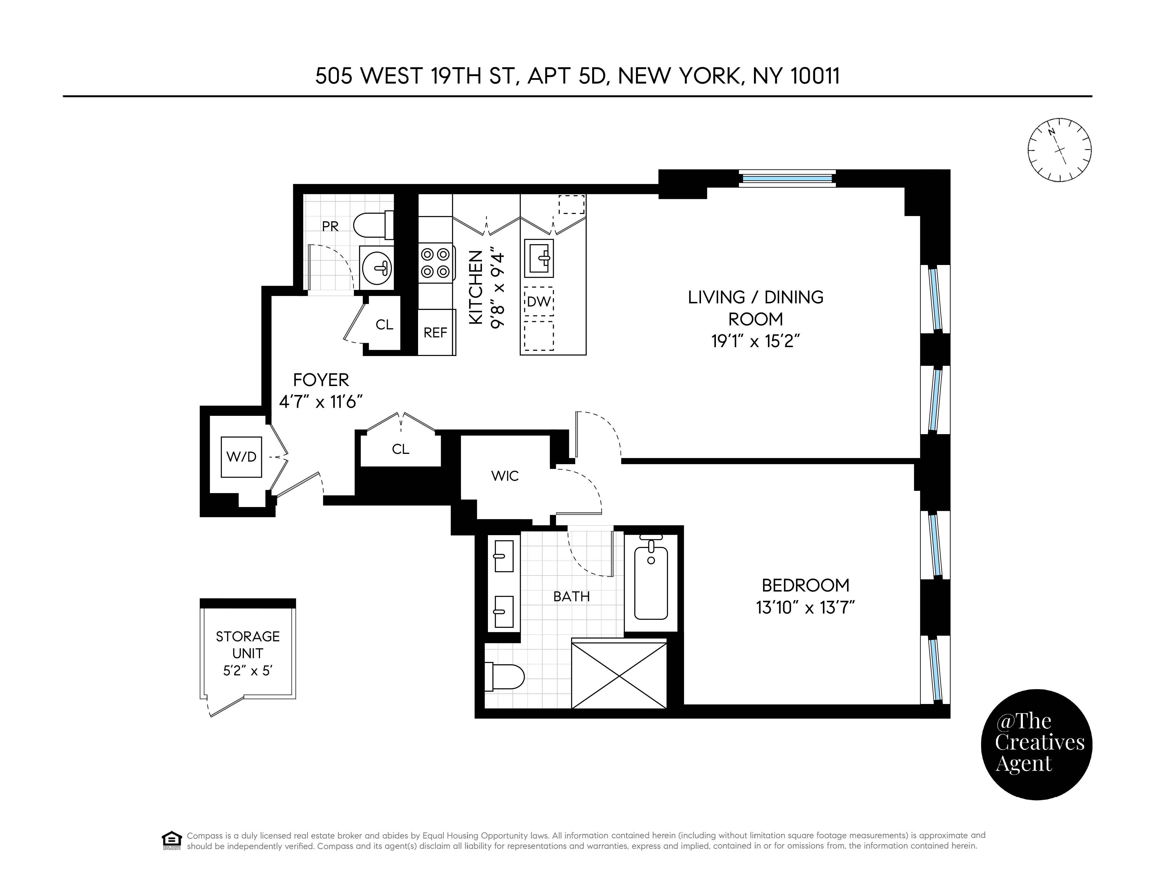 505 West 19th Street, Unit 5D Manhattan, NY 10011 - Photo 17 of 17 a picture of a rug with a white wall and a clock
