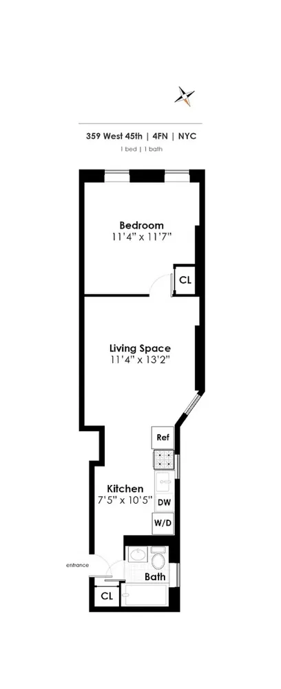 $3,450 | 359 West 45th Street, Unit 3FN | Hell's Kitchen