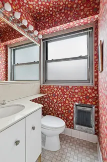 a bathroom with a toilet a sink and a window