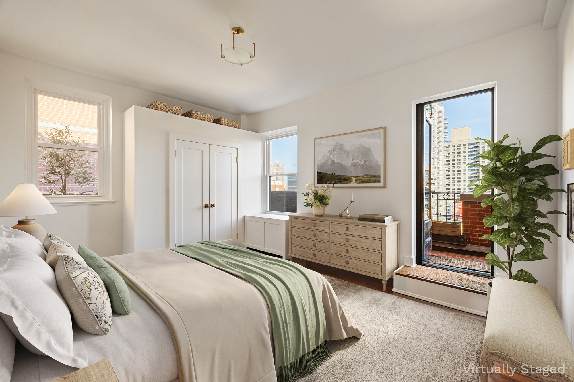 320 East 72nd Street, Unit PHB Manhattan, NY 10021 - Photo 10 of 26 a bedroom with a bed and a flat screen tv