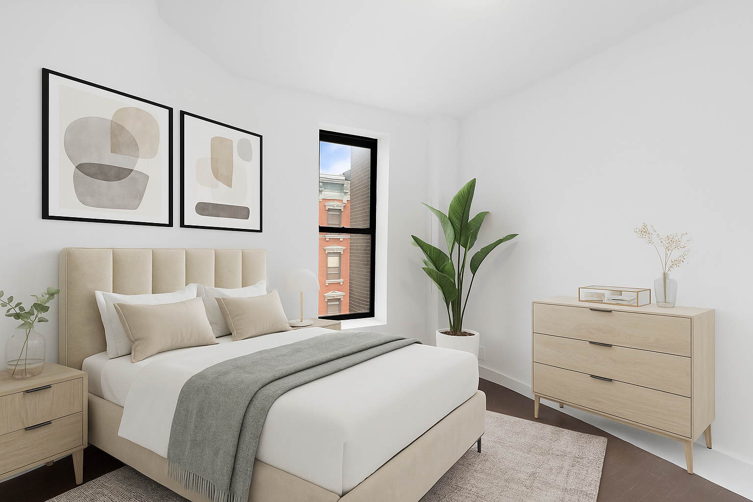 140 Orchard Street, Unit 14 Manhattan, NY 10002 - Photo 5 of 9 a bedroom with a bed and painting on the wall