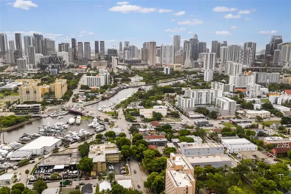 a view of a city with tall buildings