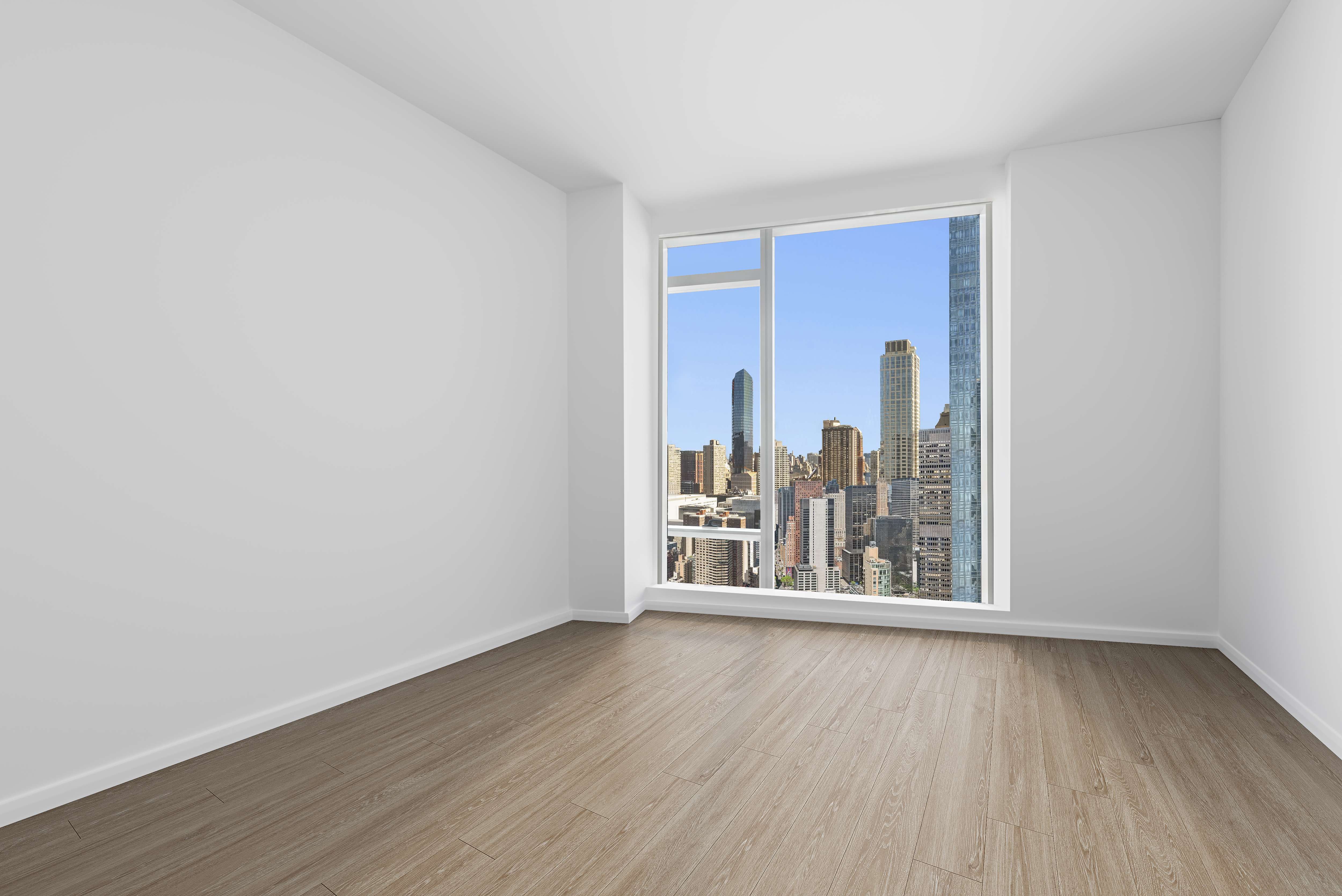 30 Riverside Boulevard, Unit 32E Manhattan, NY 10069 - Photo 5 of 19 an empty room with wooden floor and a floor to ceiling window