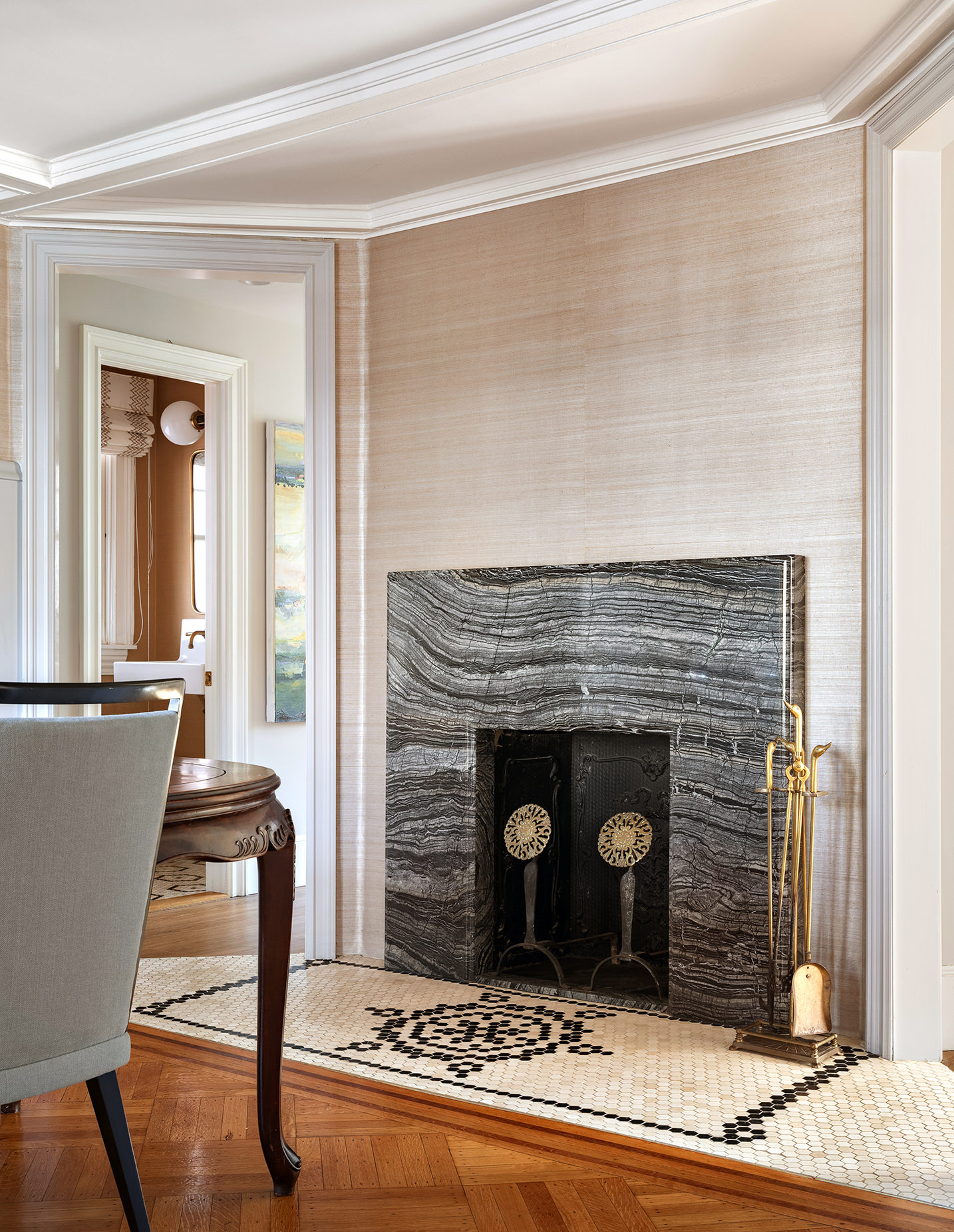 162 Argyle Road Brooklyn, NY 11218 - Photo 8 of 25 a living room with a fireplace and a wooden floor