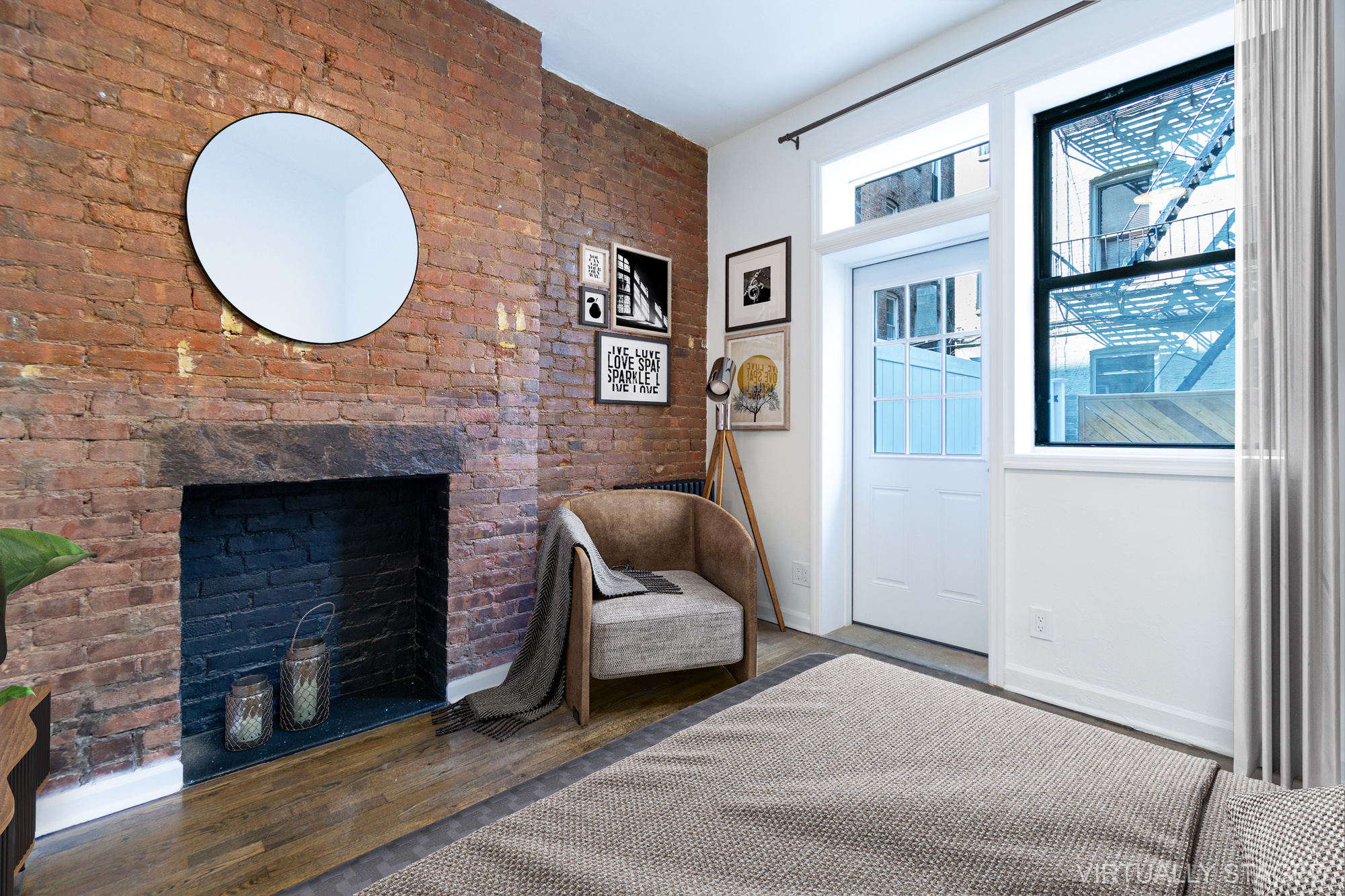 339 East 6th Street, Unit B Manhattan, NY 10003 - Photo 5 of 22 a living room with furniture and a fireplace