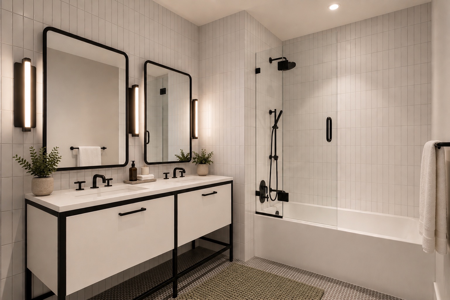 29 Huron Street, Unit 2DW Brooklyn, NY 11222 - Photo 9 of 21 a bathroom with a tub sink and mirror