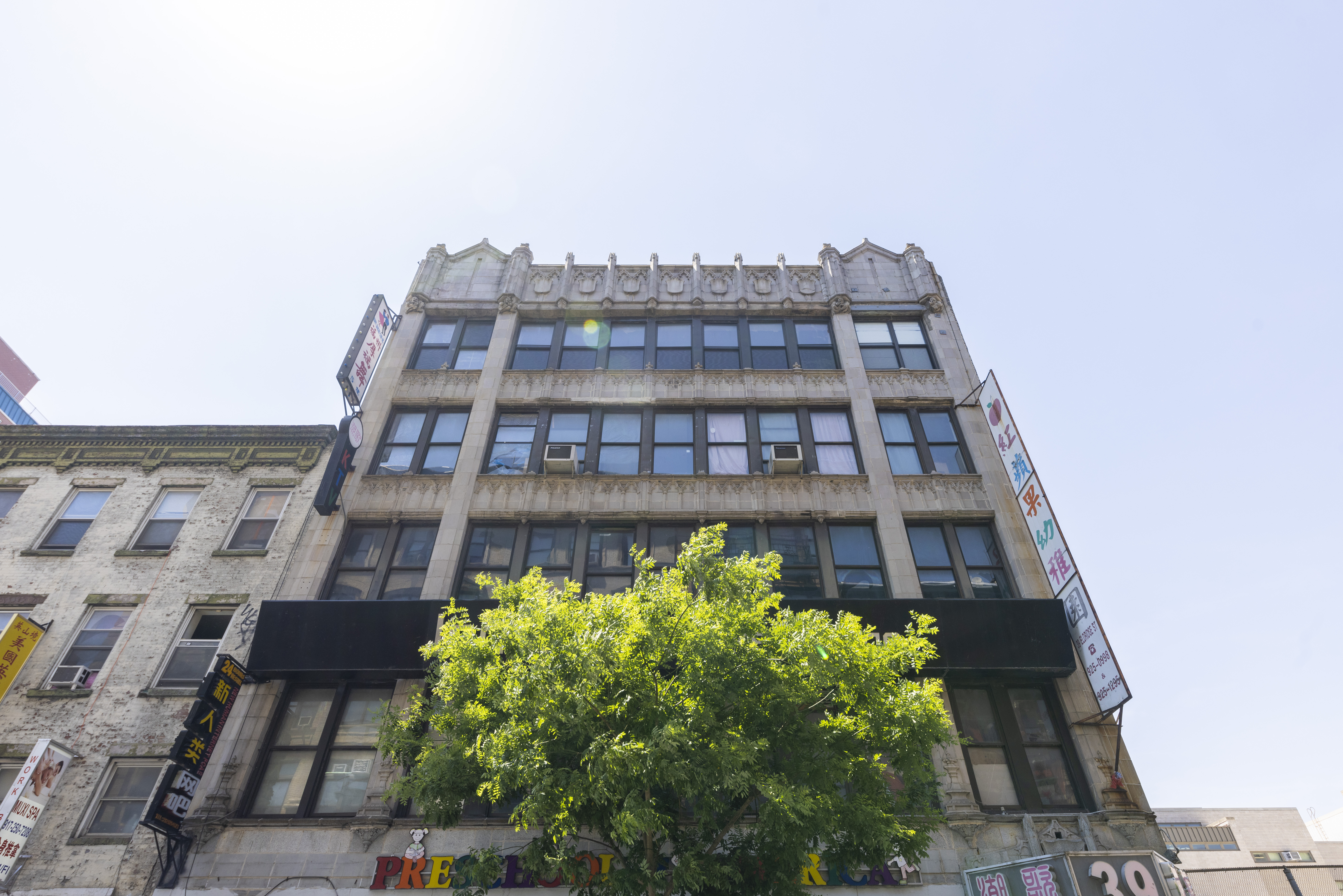 a front view of a building