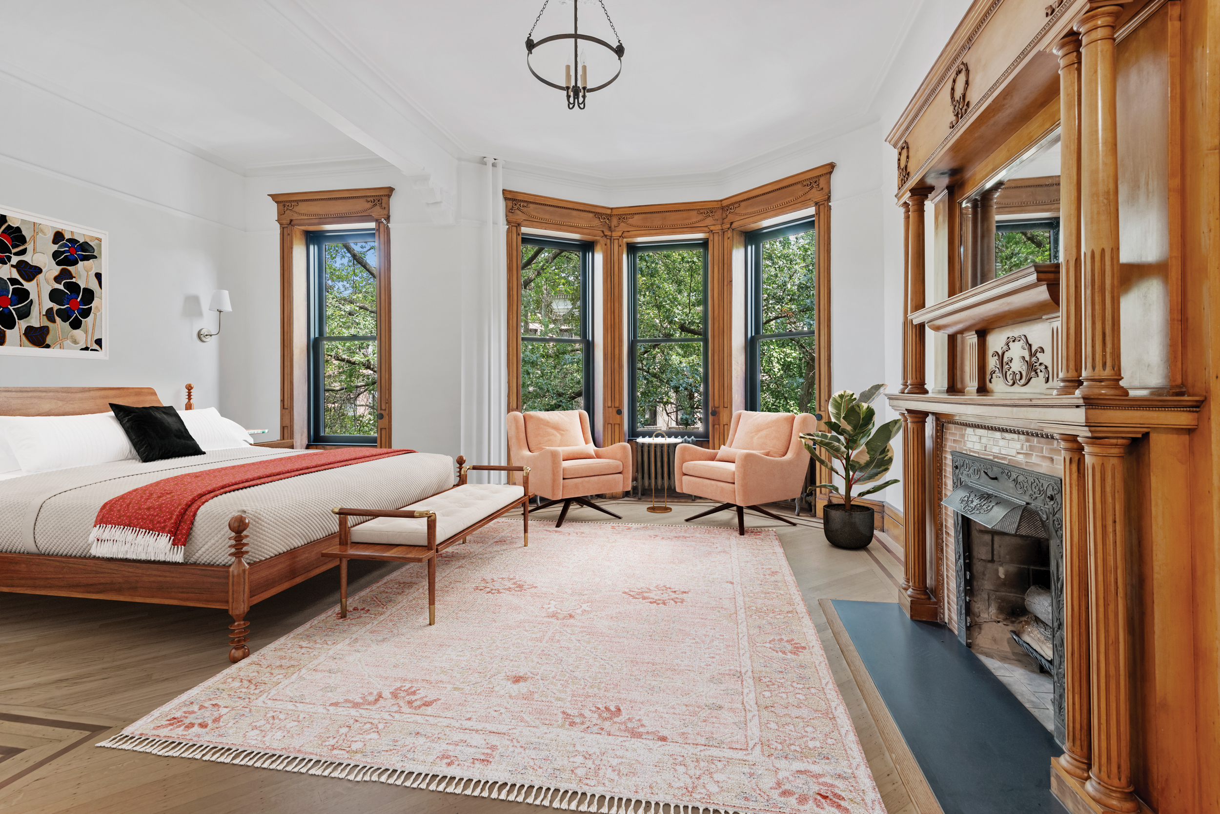 616 2nd Street Brooklyn, NY 11215 - Photo 11 of 19 a spacious bedroom with a bed a flat screen tv and windows