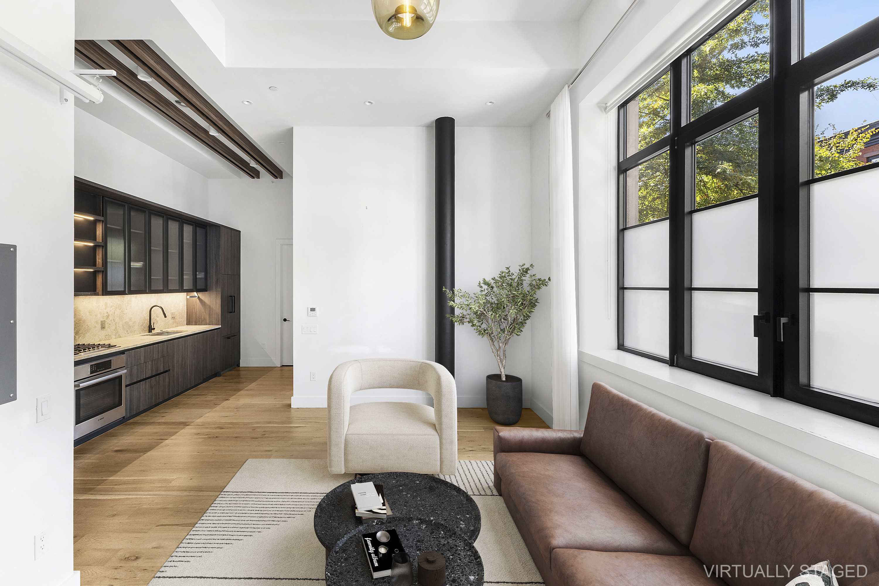 10 Quincy Street, Unit 1H Brooklyn, NY 11238 - Photo 2 of 15 a living room with furniture and a large window