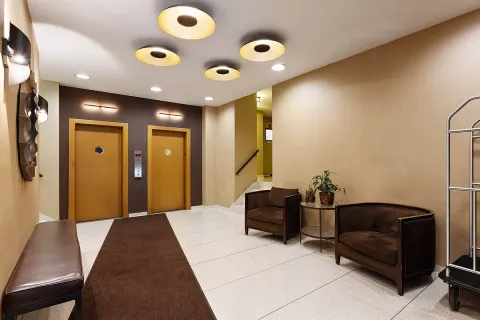 a living room with furniture