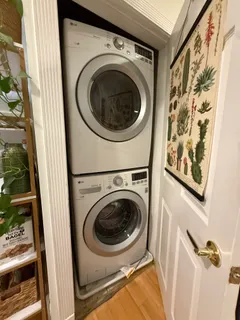 a utility room with dryer and washer