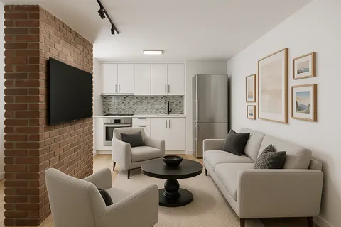 a living room with furniture and a flat screen tv