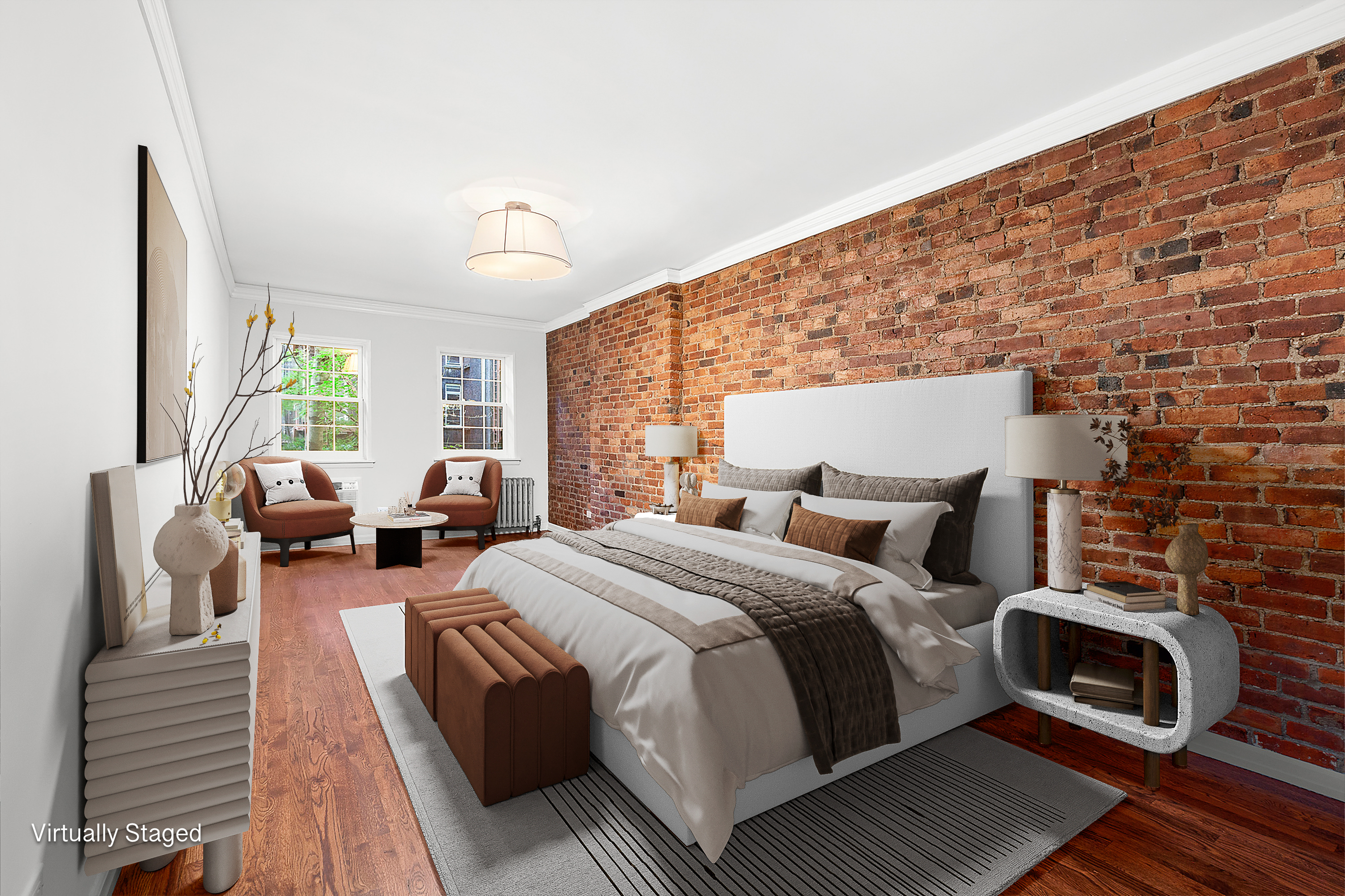 522 East 82nd Street, Unit 1 Manhattan, NY 10028 - Photo 8 of 16 a bedroom with a bed wooden floor and lamp