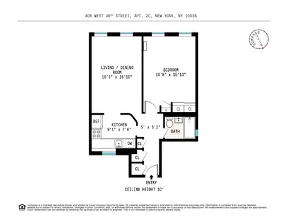$535,000 | 406 West 46th Street, Unit 2C | Hell's Kitchen