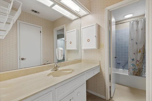 an empty room with windows