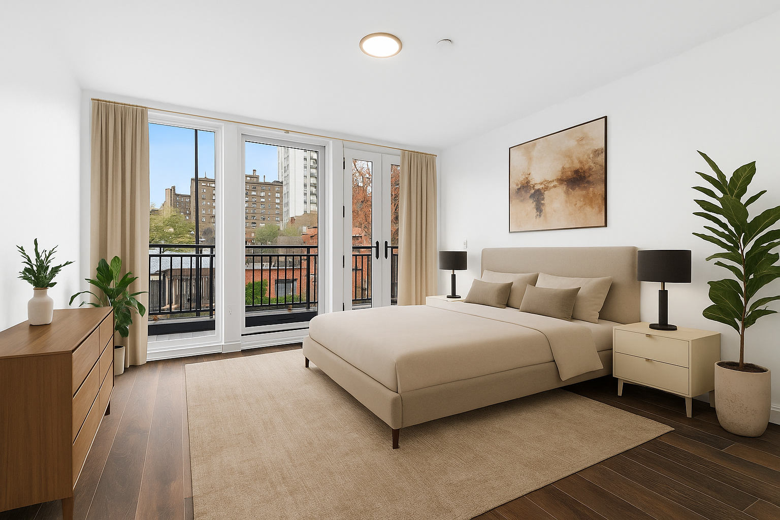 47 West 94th Street Manhattan, NY 10025 - Photo 19 of 20 a spacious bedroom with a large bed and a couch