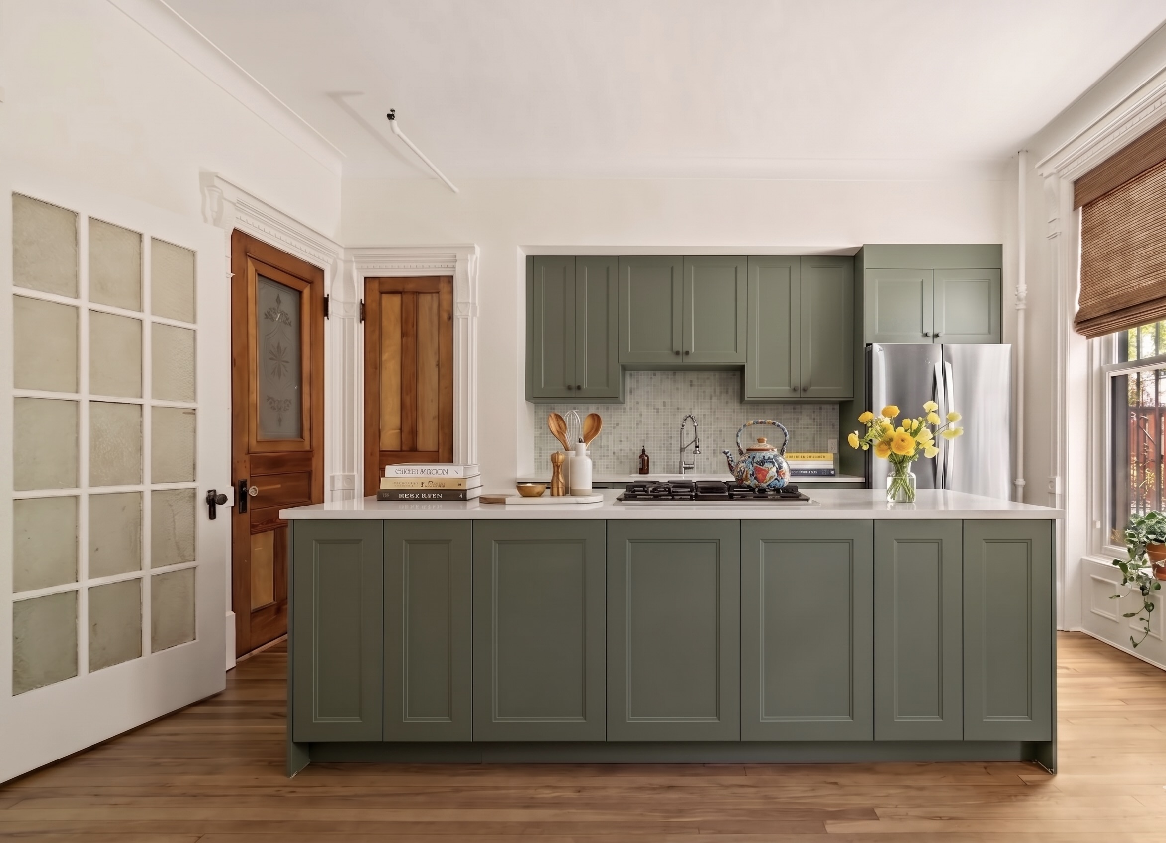 462 9th Street, Unit 2 Brooklyn, NY 11215 - Photo 4 of 14 a kitchen with granite countertop wooden cabinets and a sink