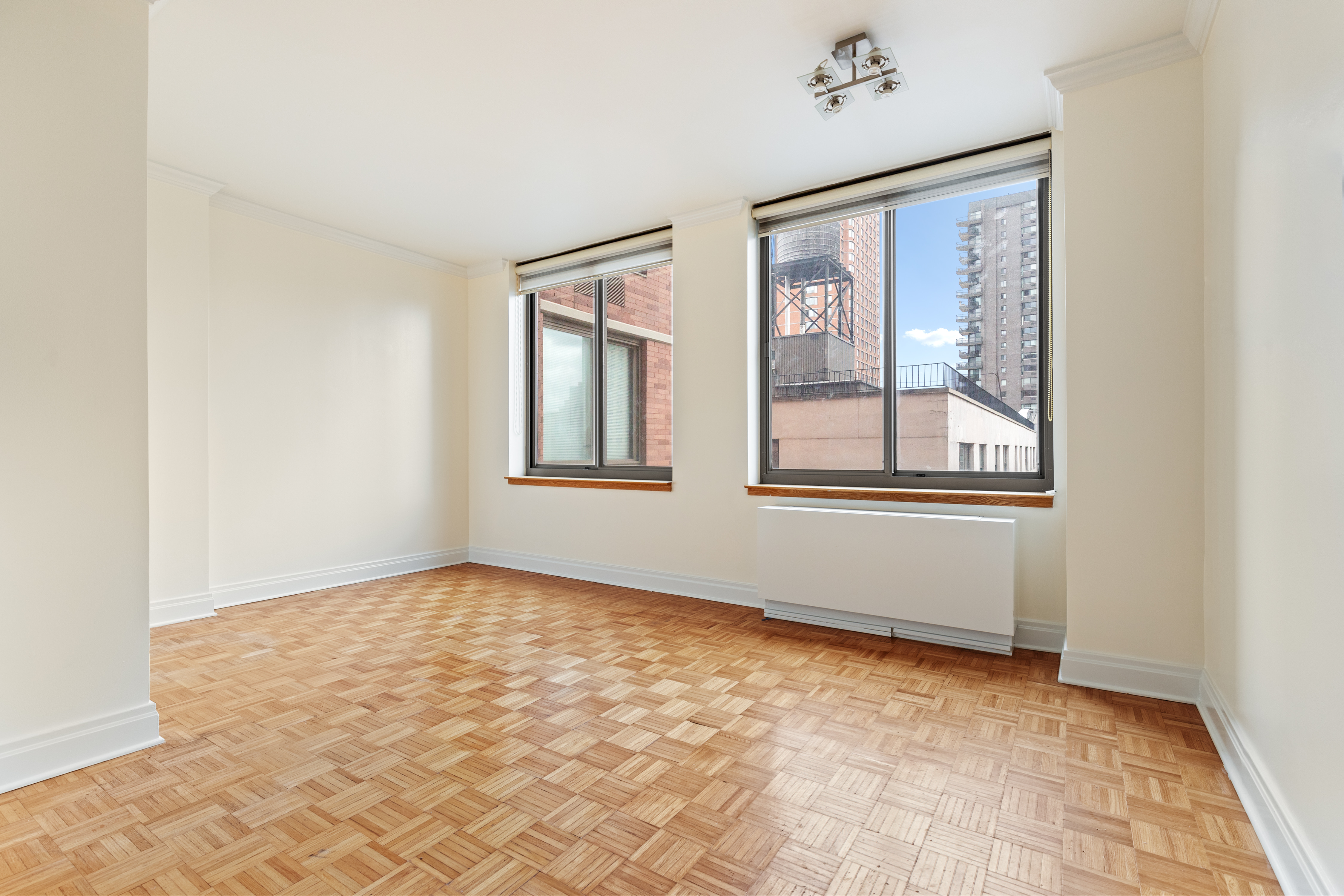 an empty room with windows