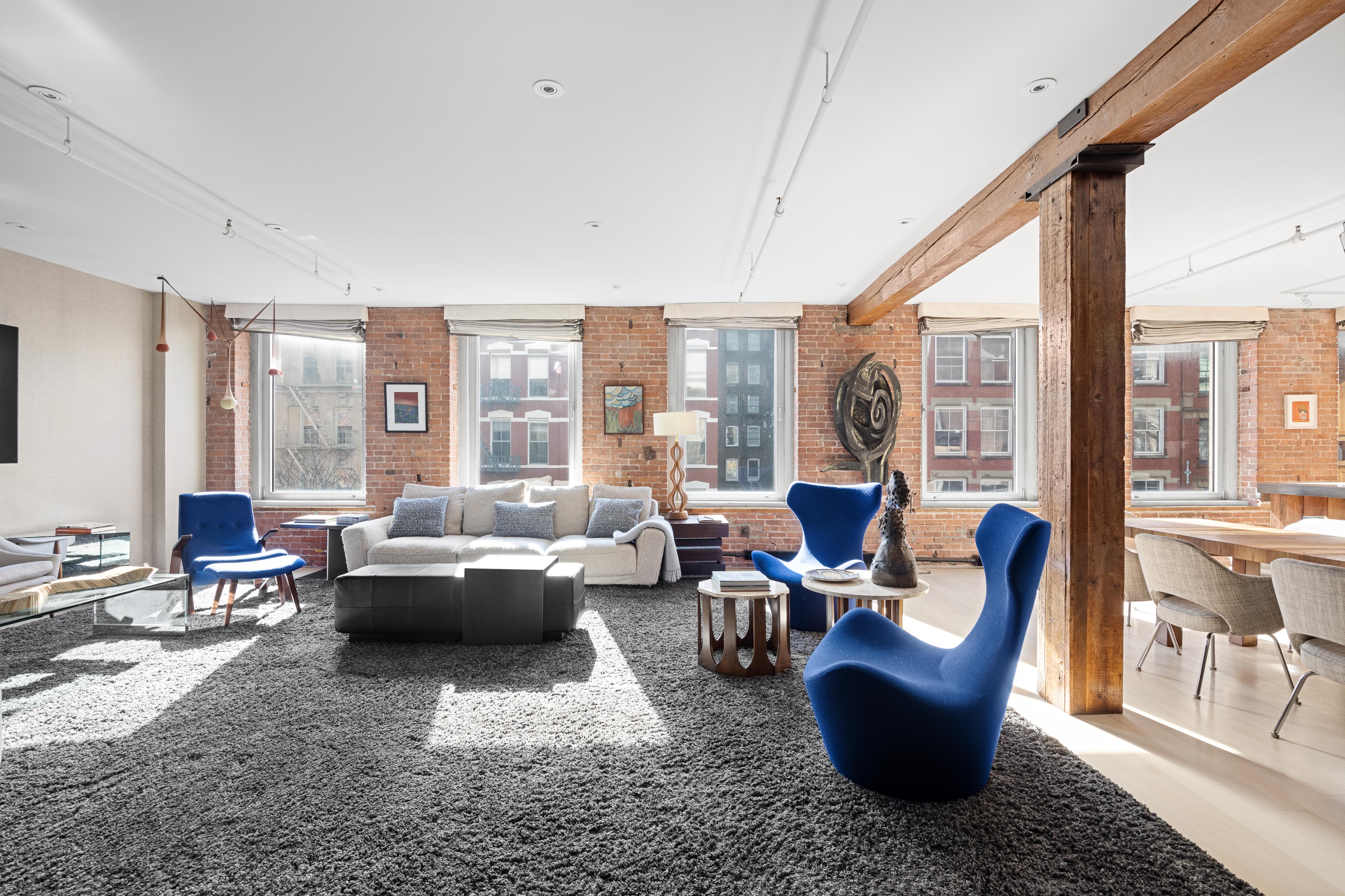 420 West Broadway, Unit 4W Manhattan, NY 10012 - Photo 2 of 17 a living room with furniture and a large window