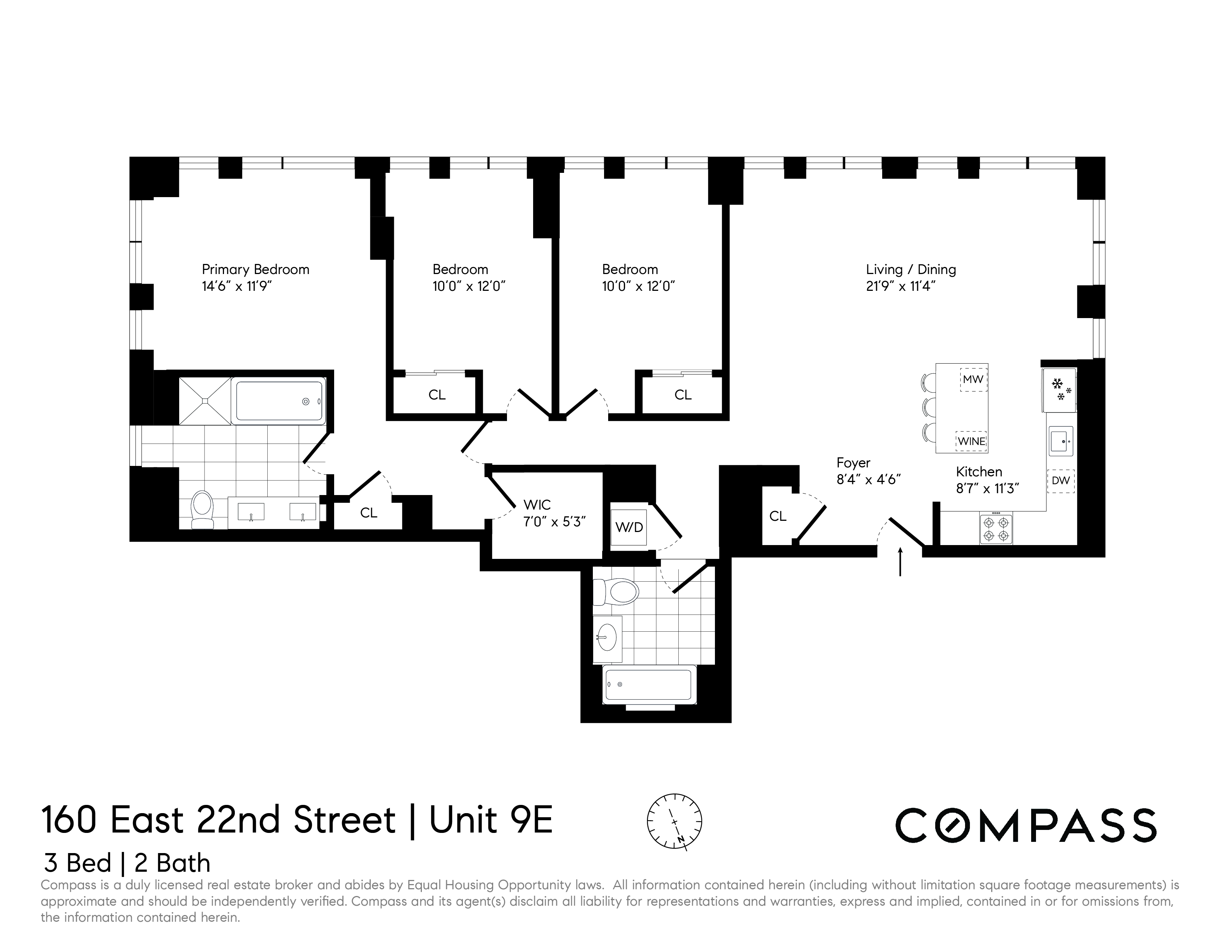 160 East 22nd Street, Unit 9E Manhattan, NY 10010 - Photo 17 of 17 a picture of a floor plan