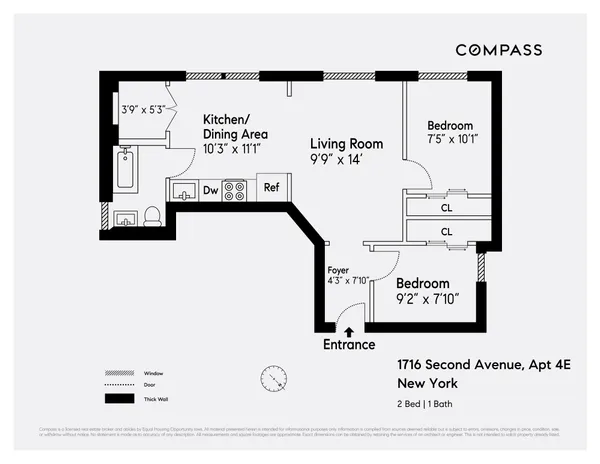 $4,500 | 1716 2nd Avenue, Unit 5E | Upper East Side