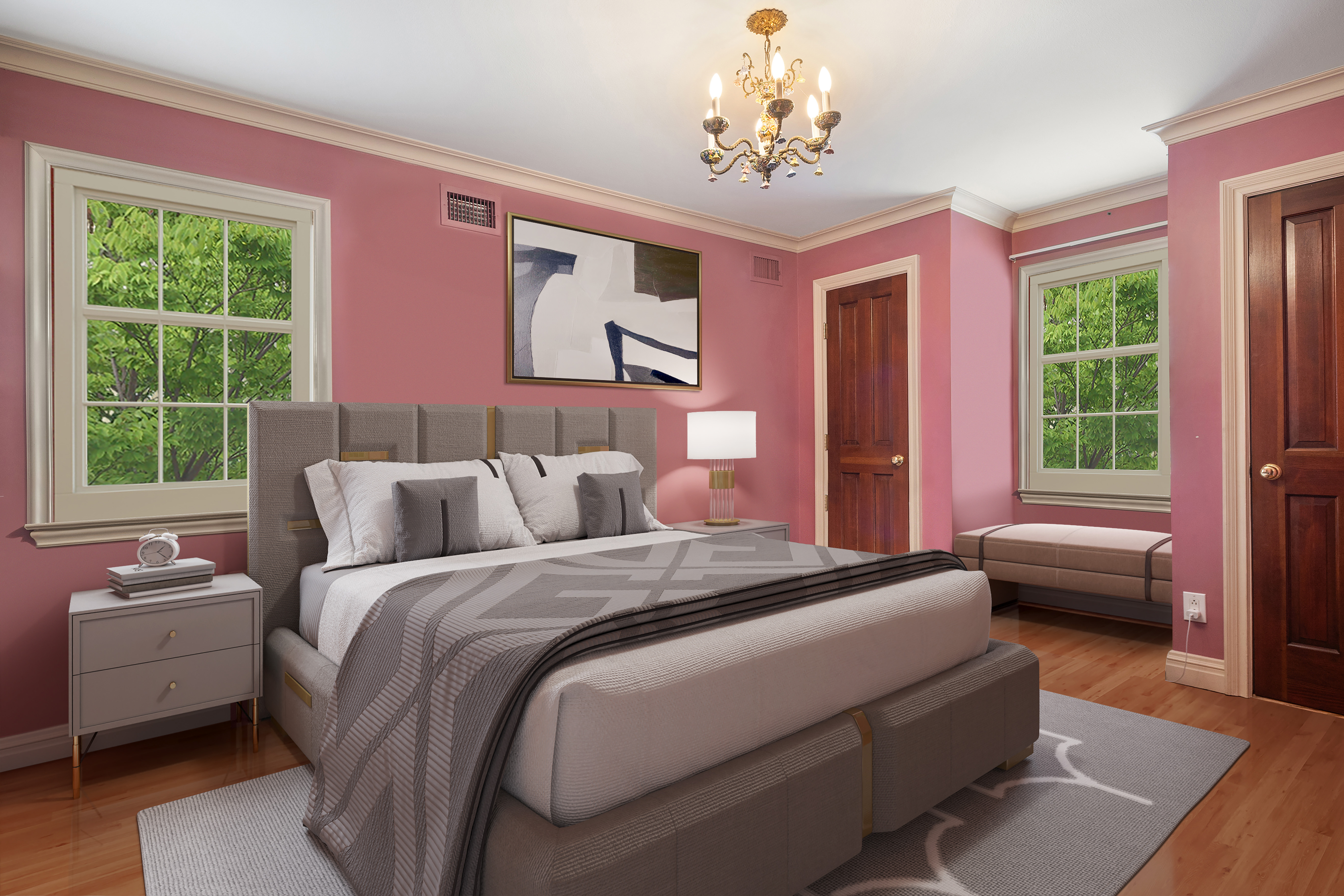 110 82nd Street Brooklyn, NY 11209 - Photo 8 of 28 a bedroom with a bed and a chandelier