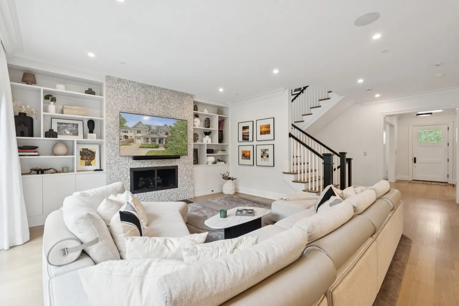 a bathroom with a granite countertop sink mirror and a shower