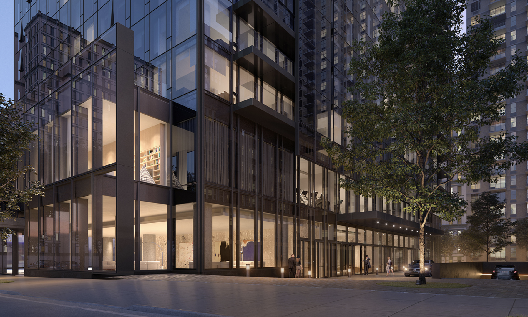 695 1st Avenue, Unit 31C Manhattan, NY 10016 - Photo 24 of 27 a city street with tall building and large tree