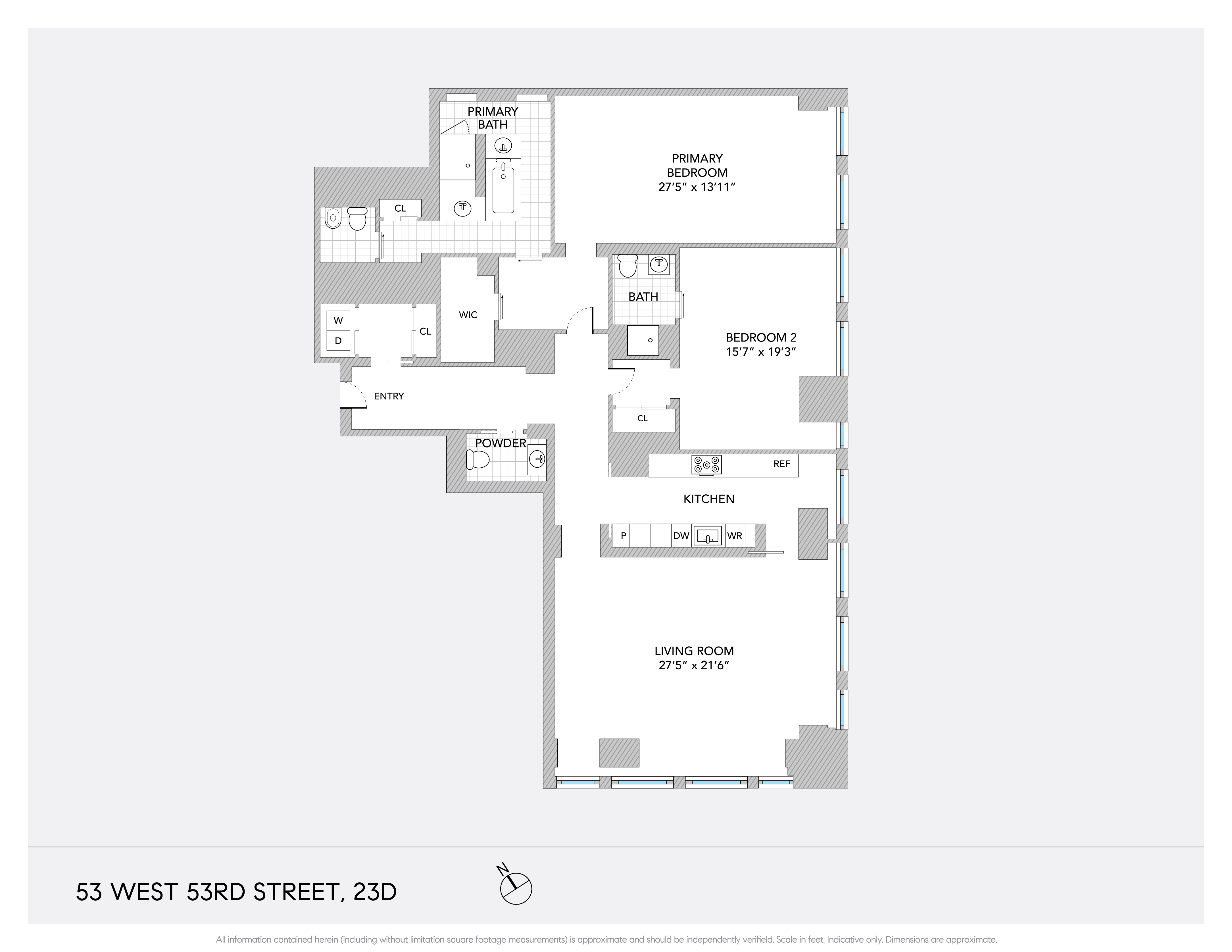 53 West 53rd Street, Unit 23D Manhattan, NY 10019 - Photo 11 of 11 a picture of a floor plan
