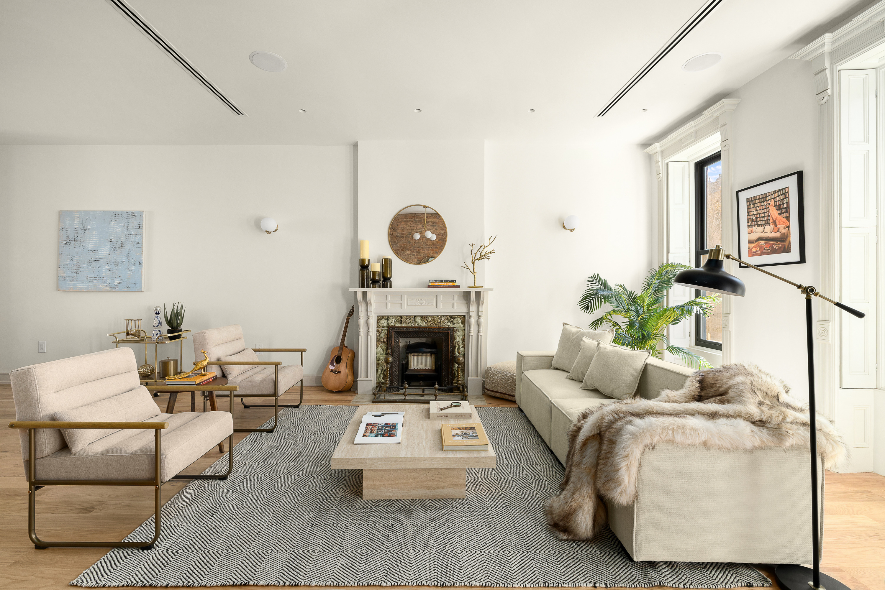 637 MacDonough Street Brooklyn, NY 11233 - Photo 2 of 17 a living room with furniture a fireplace and a table